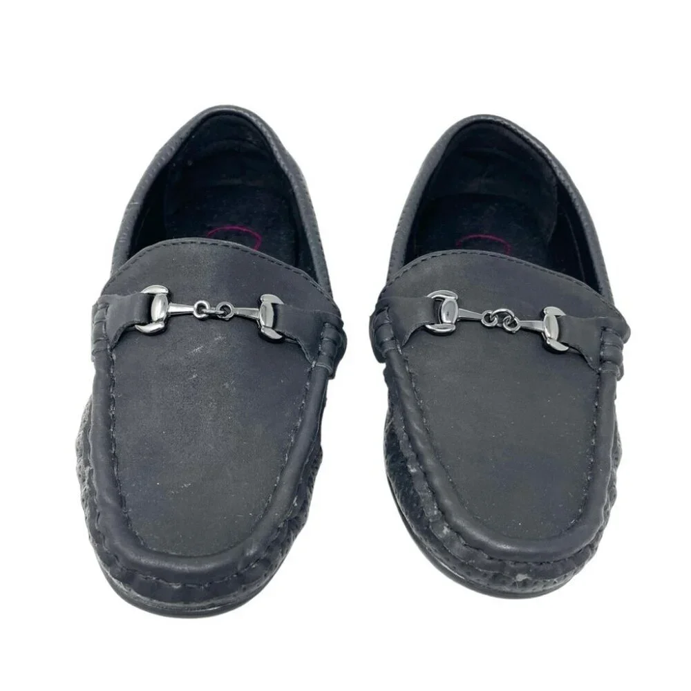 Ket Importa Black Peforated Horsebit Driving Loafers Size 25/ 9 (Little Boy)